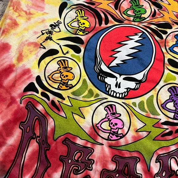 🐢 '21 Grateful Dead Band Wild Tie Dye Skull And Skeleton Bertha Deadstock Tee - Picture 6 of 16